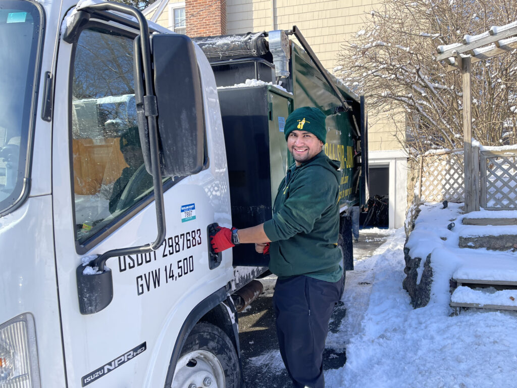 Foreman Angel at truck in winter